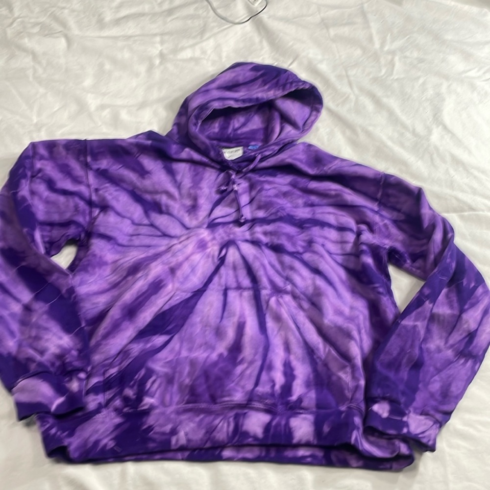 Colortone Tie Dye Hoodie Unisex Purple - Size Medium